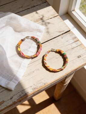 Vibrant Multicolor Wrapped Hoop Earrings
